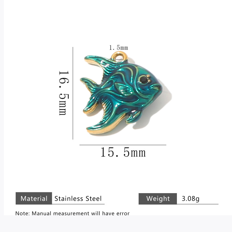 カラフルなオイルドリップ加工ステンレス鋼小魚ペンダントオーシャンスタイル DIY ジュエリーアクセサリーブレスレットネックレスペンダント素材|undefined