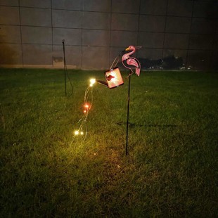 Cross-Border Iron Hollow Solar Lamp Outdoor Courtyard Flamingo Kettle Lamp Garden Lawn Decorative Streamer Lamp