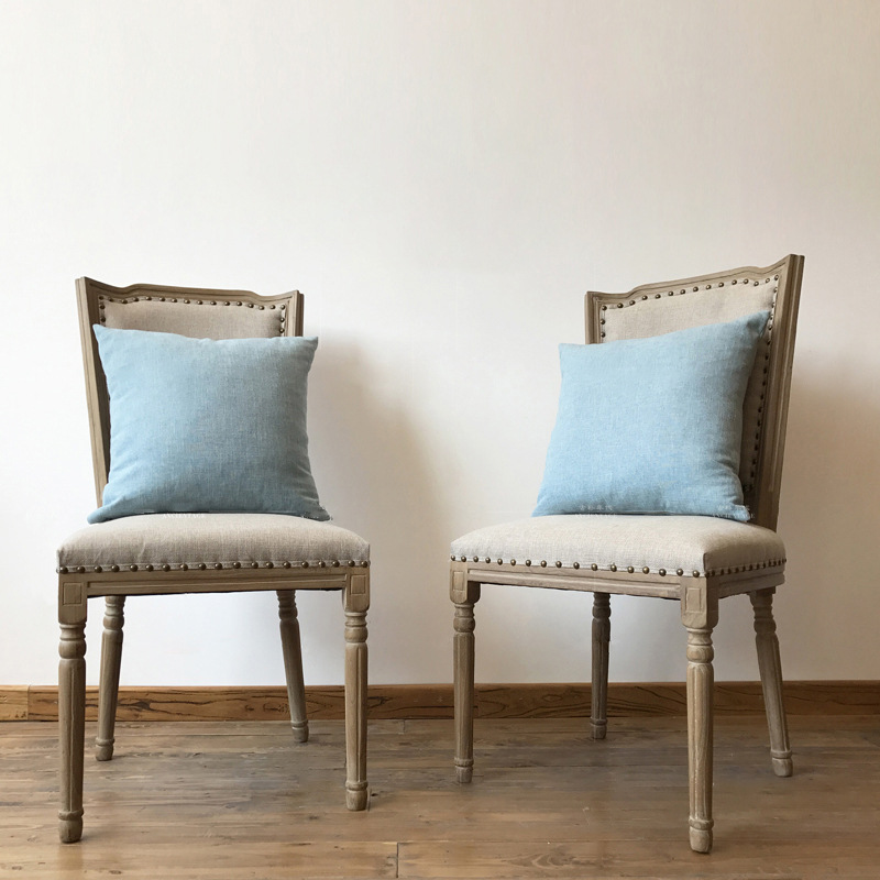 定制定制榆木咖啡休闲椅子简约时尚靠背美式复古家用实木餐椅