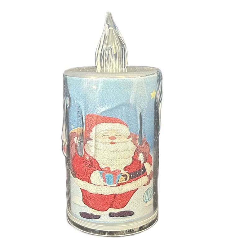 Светодиодная Электронная свеча прозрачная слезливая акриловая Хрустальная Рождественская свеча Рождественский узор декоративные ремесла