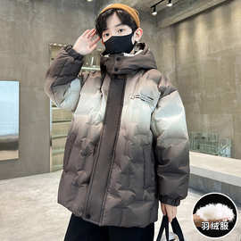 儿童装男童冬装加厚羽绒服2025冬季新款中大童洋气男孩白鸭绒外套
