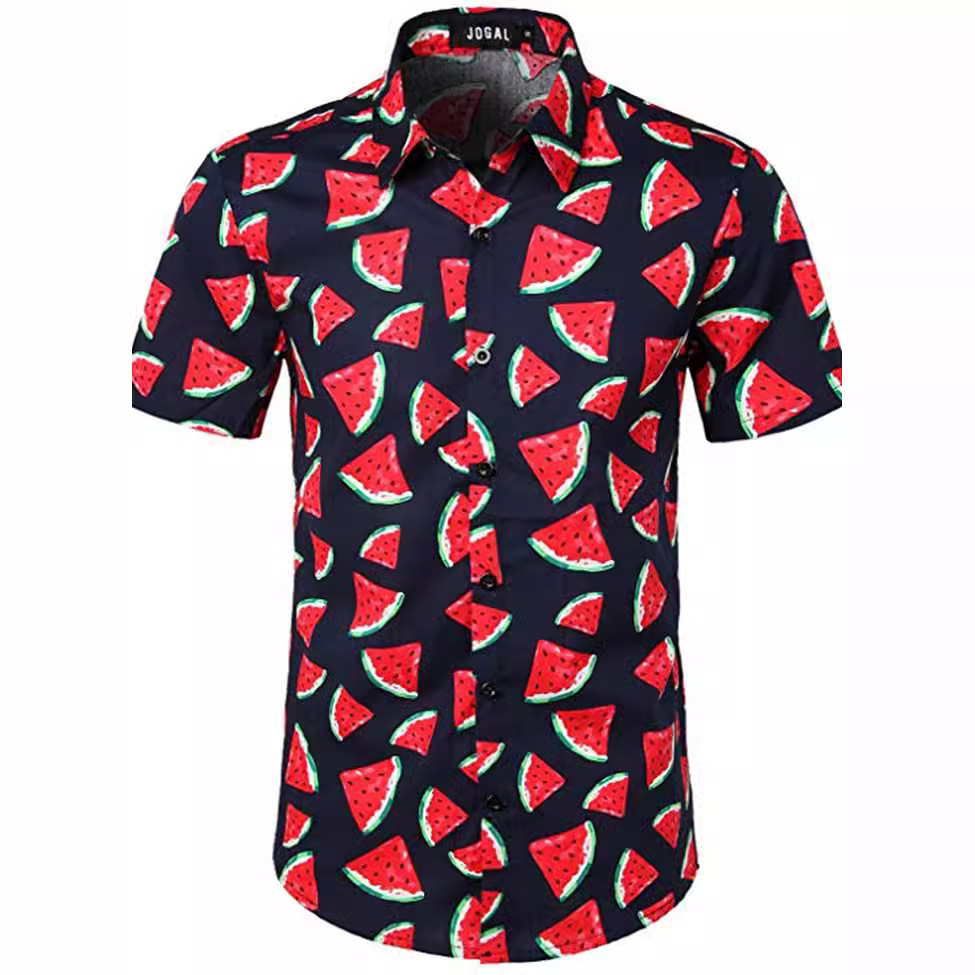 2022 comercio exterior transfronterizo verano nuevos hombres impresión digital 3D playa casual ropa formal de los hombres camisa de manga corta