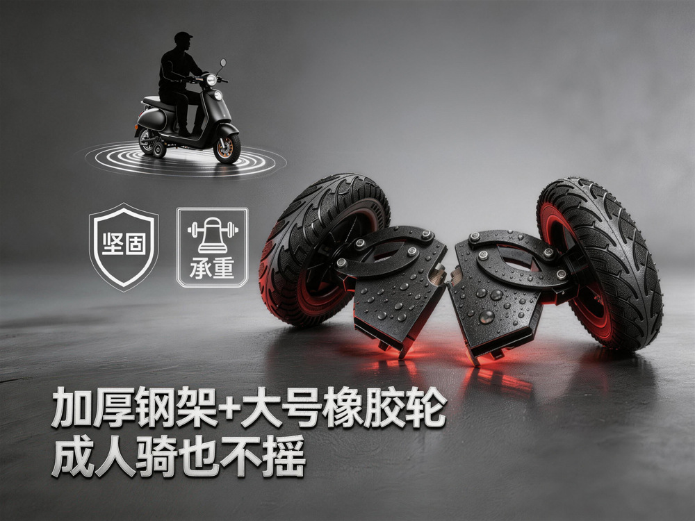 Electric Vehicle Auxiliary Wheels, Dual-Motor Balance Wheels, Anti-Slip and Anti-Fall Wheels for Adults and Beginners, Electric Adjustable and Foldable