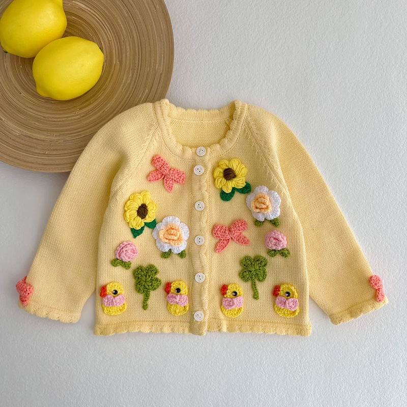 Fashion Flower Button 100% Cotton Hoodies & Sweaters display picture 4