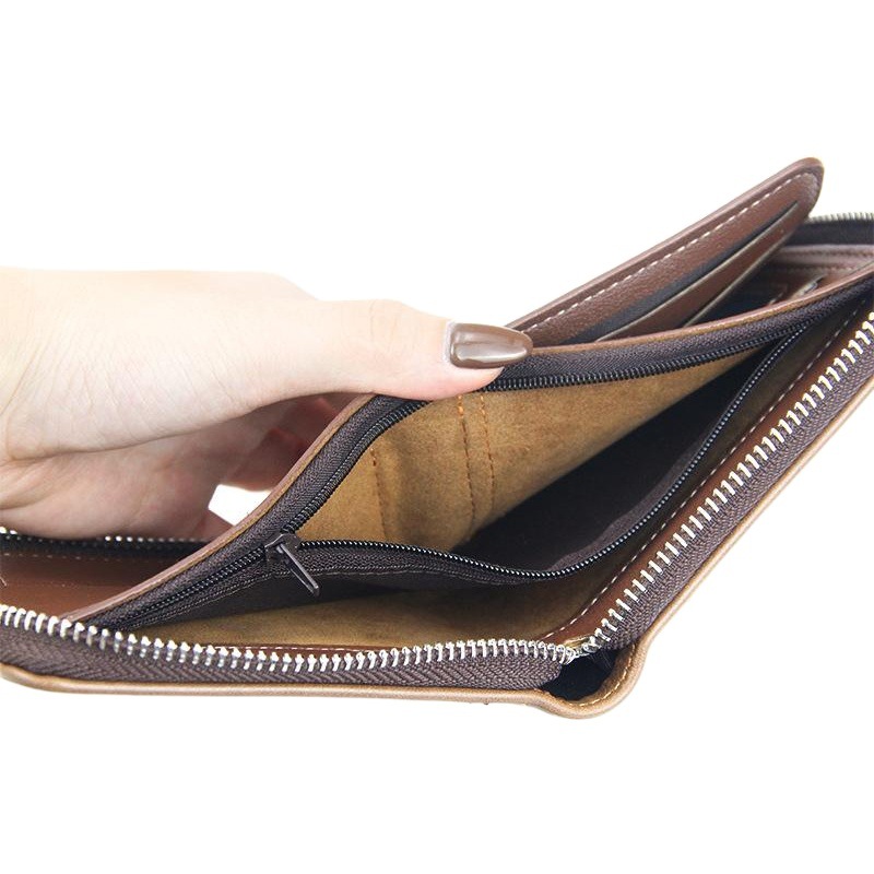 New Men's Wallet Fashion Men's Short Wallet Wallet Coin Purse Zipper Bag Multi-Card Card Holder Wholesale
