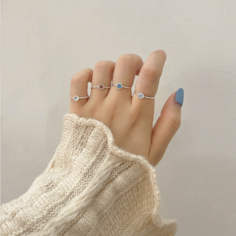 Women'S Gender 925 Sterling Silver Crystal Round Rings