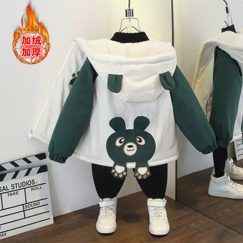 加工定制女童冬季加绒棉服外套2025男童保暖夹克服儿童派克服上衣