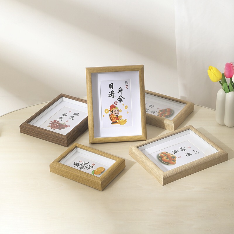 Wooden Hollow Three-Dimensional Photo Frame Display Stand with Cardboard DIY Handmade Specimen Size Creative Logo Photo Frame