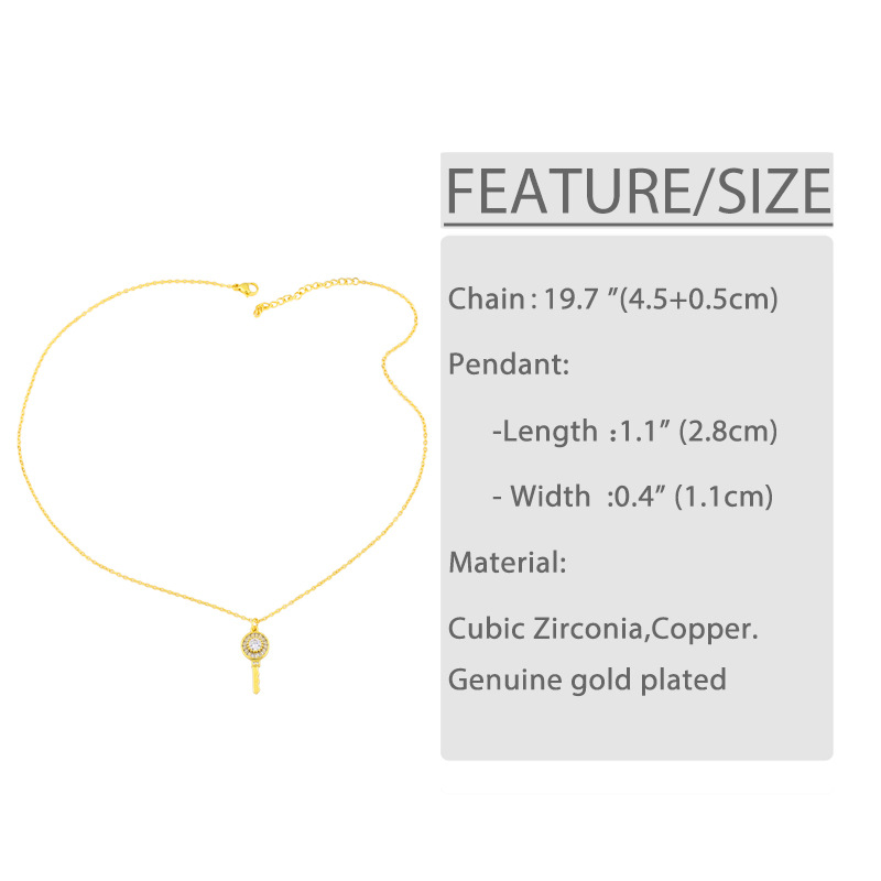 Fashion Key Copper Zircon Necklace Wholesale display picture 2