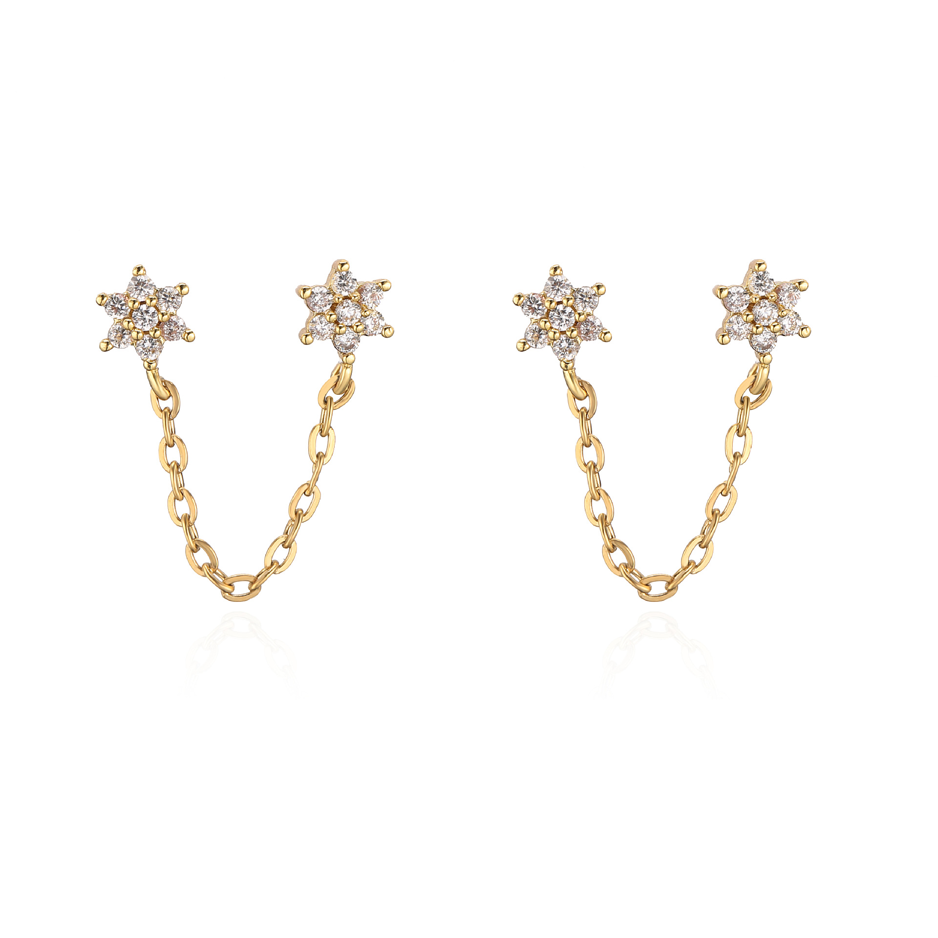 Fashion Flower Copper Ear Studs Flowers Artificial Gemstones Copper Earrings