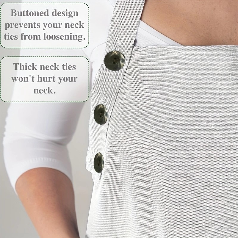 Amazon delantal transfronterizo cuello 3 botones ajustable pintura de cocina manicuría ropa de trabajo delantal logo personalizado