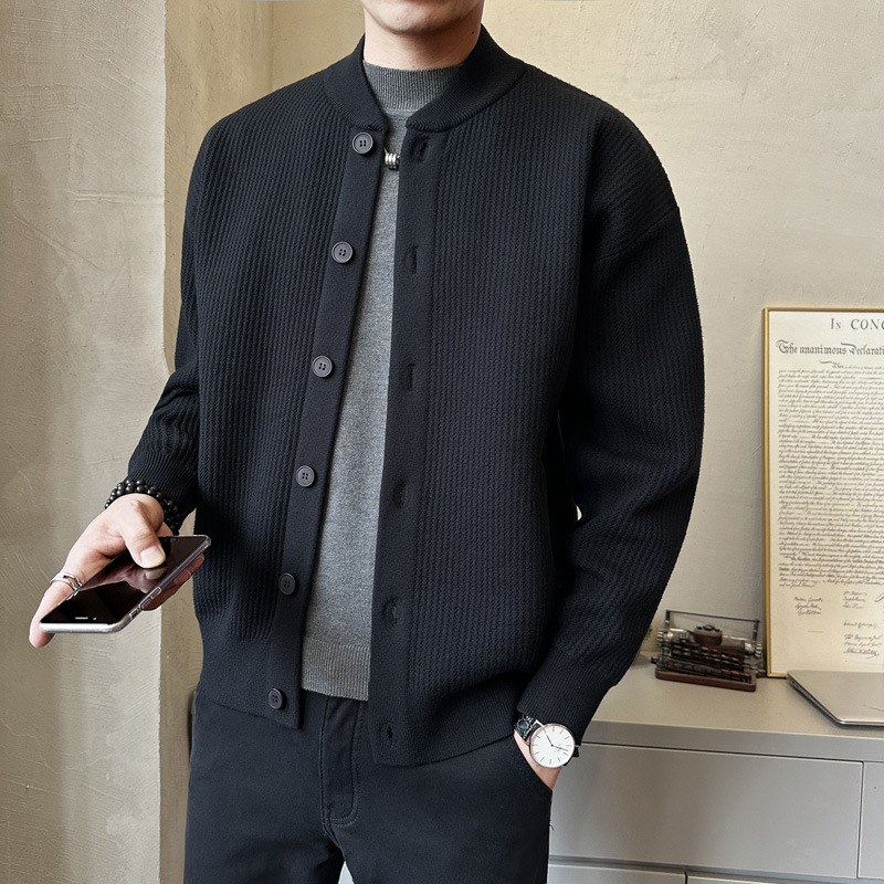 羊毛针织开衫春季韩版潮流毛衣外套男士休闲百搭上衣