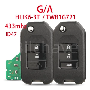 Honda A/G 2/3 düyməli qatlanan açar 433 tezlik 47 çip HLIK6-3T/TWB1G721