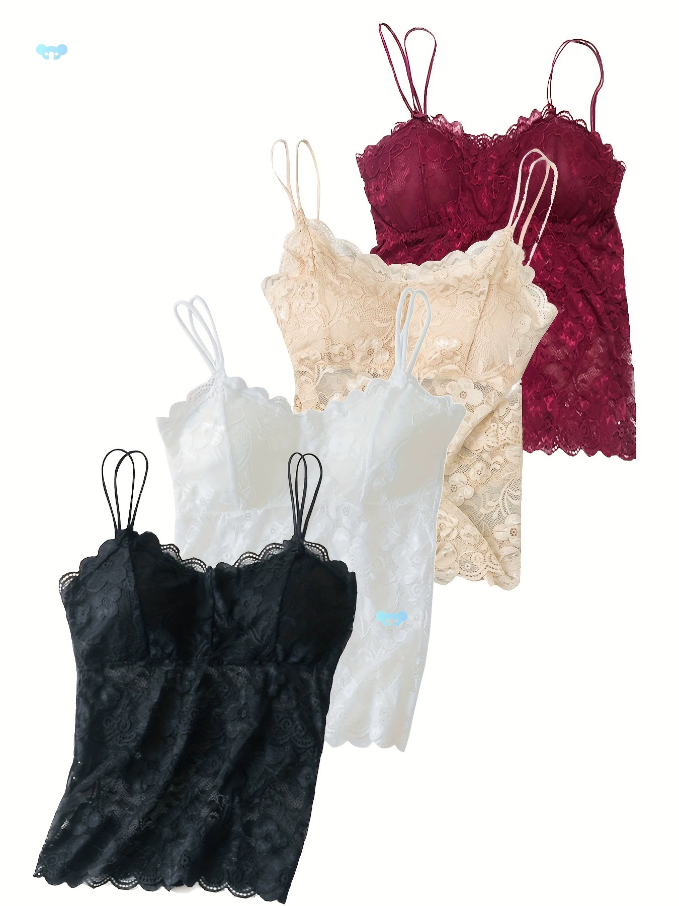 Комплект из 4 майок для женщин, кружевные майки на бретельках, мягкие и удобные трансграничные майки