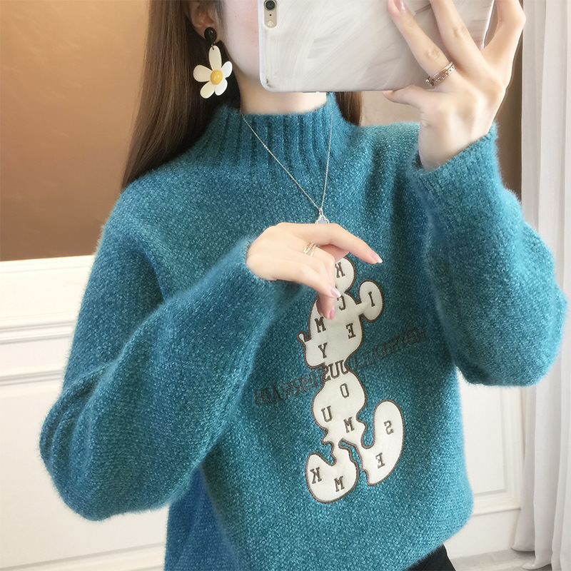 2025 Autumn and Winter Thickened Sweater for Girls, Middle and High School Students, College Style, Versatile Cartoon Knitwear