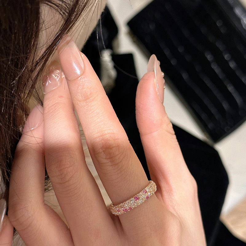 Rosa Ring Mit Bunten Edelsteinen Für Damen Schmuck Accessoires_voghion.com
