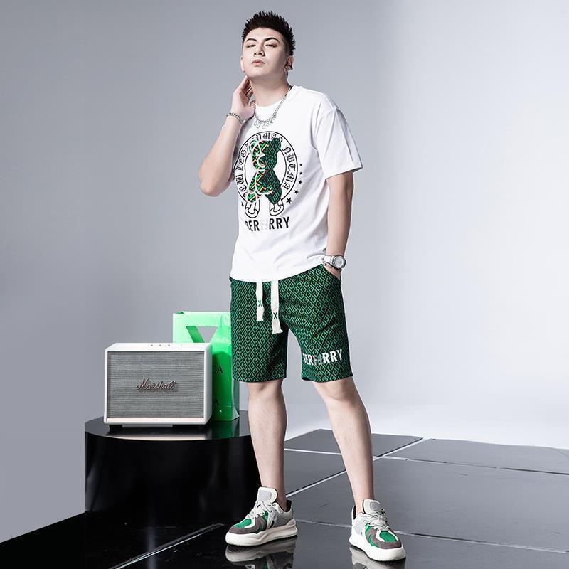 Men's Hot Diamond Casual Short-sleeved Shorts Suit Handsome 2023 Summer New Sports Loose Men's Suit Matchinginging Men's Hot Diamond Casual Short-sleeved Shorts Suit Handsome 2023 Summer New Sports Loose Men's Suit Matchinginging