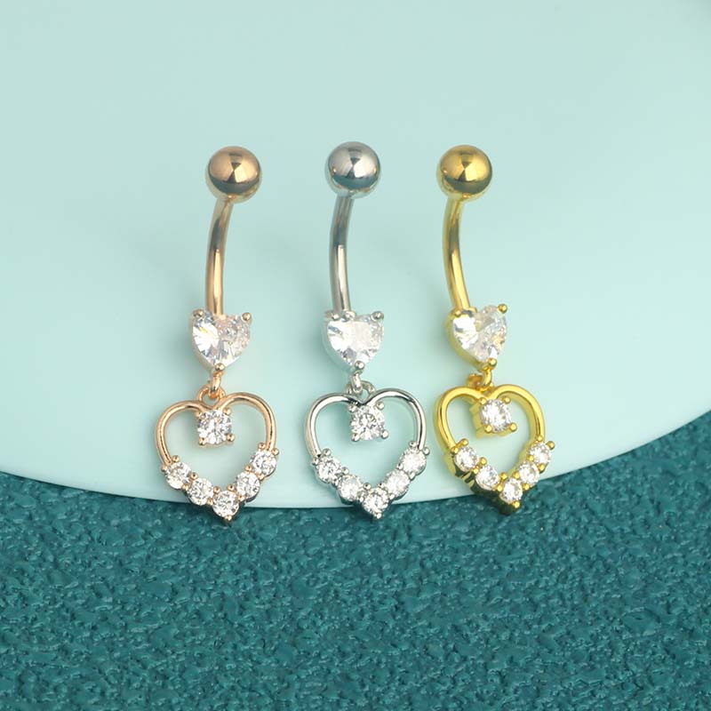 Solid Color Pattern Women's Gender 1 Piece Belly Rings Simple Style Classic Style Solid Color 304 Stainless Steel Inlay Zircon Belly Rings