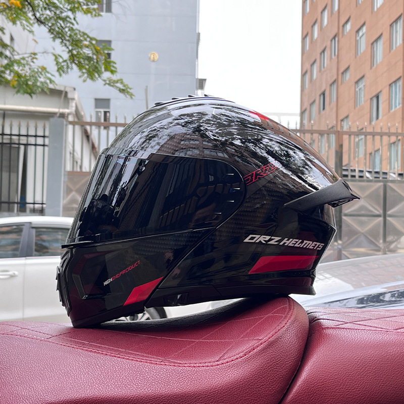 Orz casco de coche eléctrico masculino y femenino casco de verano doble espejo trasero medio completo personalidad cuatro estaciones pareja Bluetooth