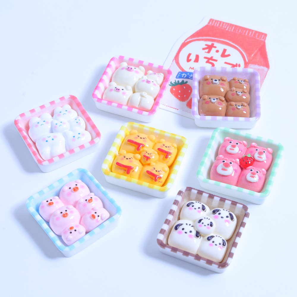 동물 접시 빵 밝은 DIY 크림 접착제 수제 휴대 전화 쉘 머리핀 머리 장식 소재 수지 액세서리 도매