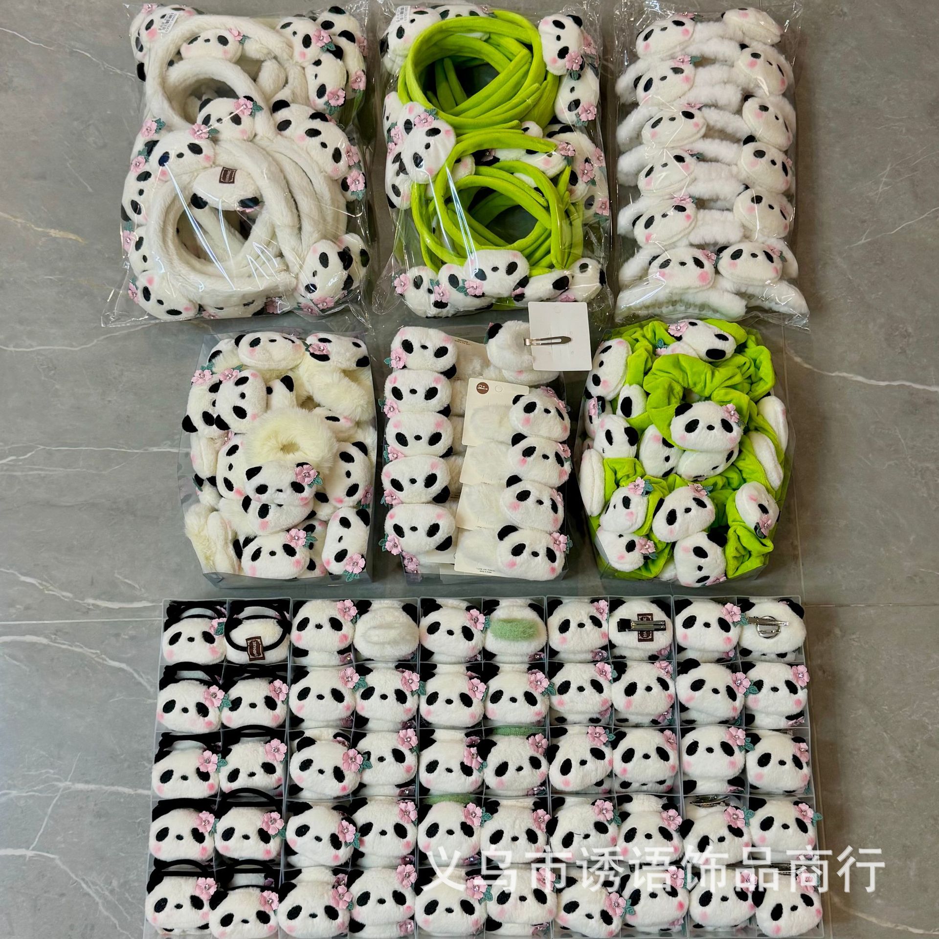 Super Cute Little Flower Blush Giant Panda Doll Series Hairpin Hair Accessories Cute Panda Flower Hair Rope Brooch