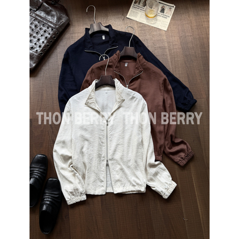 Autumn and winter light gauze lyocell linen fashion versatile men's jacket casual wear PP012