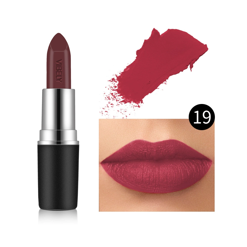 Помада VIBELY matte bullet, 29 оттенков включая чёрный, бархатистая стойкая текстура