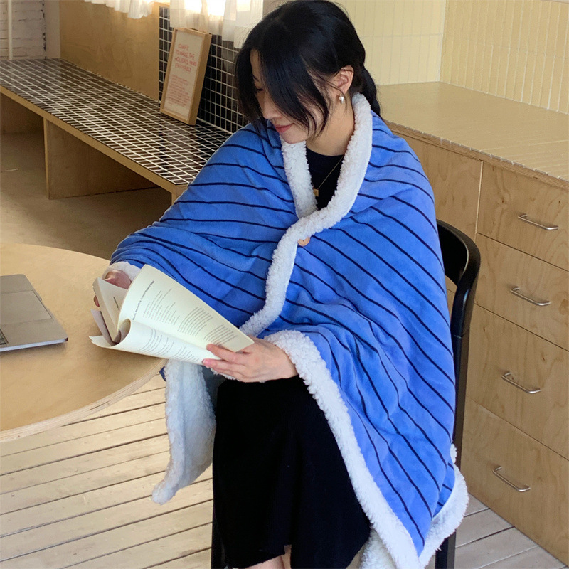 跨境牛奶绒羊羔绒毛毯披肩毯办公室午睡毯宿舍空调毯冬季加厚毯子|undefined