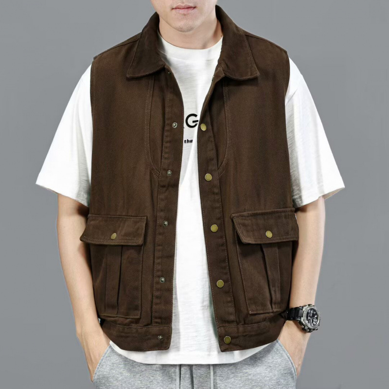 2025 Spring and Autumn High-End American Retro Workwear Vest for Men, Mountain Style Loose Fit Large Size Outdoor Tactical Jacket Vest for Men 2025 Spring and Autumn High-End American Retro Workwear Vest for Men, Mountain Style Loose Fit Large Size Outdoor Tactical Jacket Vest for Men