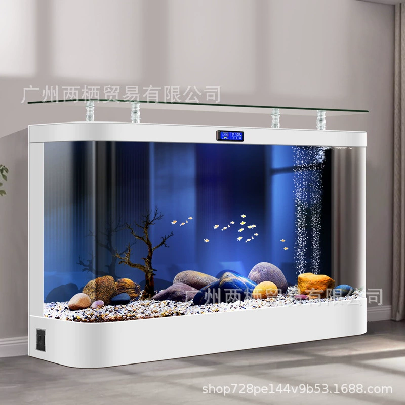 Большой 2025 новый изогнутый стеклянный экологический аквариум без смены воды аквариум