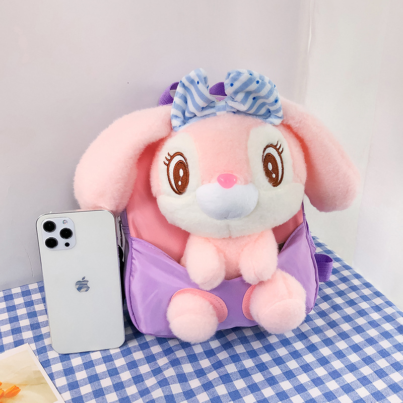 Mochila de los nuevos niños lindo conejo muñeca estudiante kindergarten schoolbag bebé creativo felpa impreso
