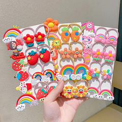 Summer Cartoon Children Hair Accessories Cute Hair Clips Small Flowers Baby Hair Pins Princess Little Girl Headbands Rubber Band Set