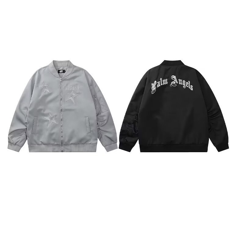 Spring and Autumn Five-Pointed Star Embroidered Baseball Jacket Men's Trendy Retro Pilot American Casual Couple Jacket