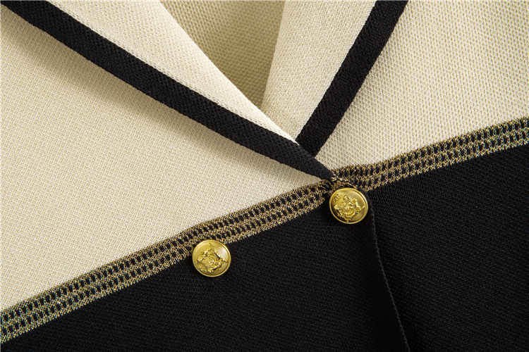 GraceChic Elegant Suit Collar For Women 2025 Spring And Autumn New Color Block Double-Breasted Knitted Top Wide-Leg Pants_voghion.com