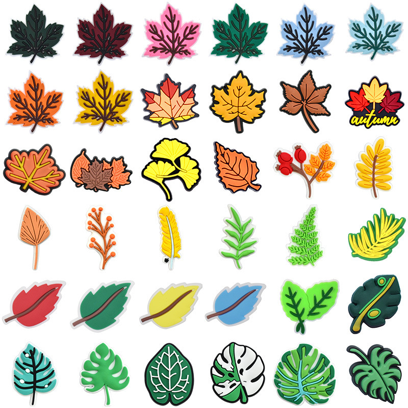 Fall Leaves Series Patch DIY Jewelry Accessories Leaf Flat Decoration Pvc Soft Plastic Drop Plastic Jewelry Wholesale