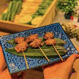 日式烧鸟盘烤肉串盘烤物炸物碟子复古长方寿司盘创意料理陶瓷餐具