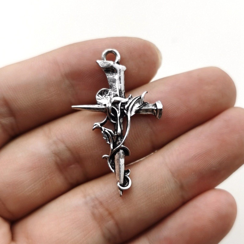 1 Piece Alloy Cross Rose Polished Pendant display picture 7