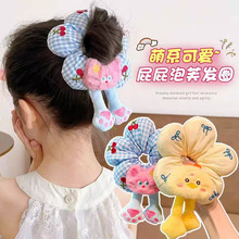 可爱卡通趣味花朵大肠发圈女高级感充棉立体小狗头绳小黄鸭发绳