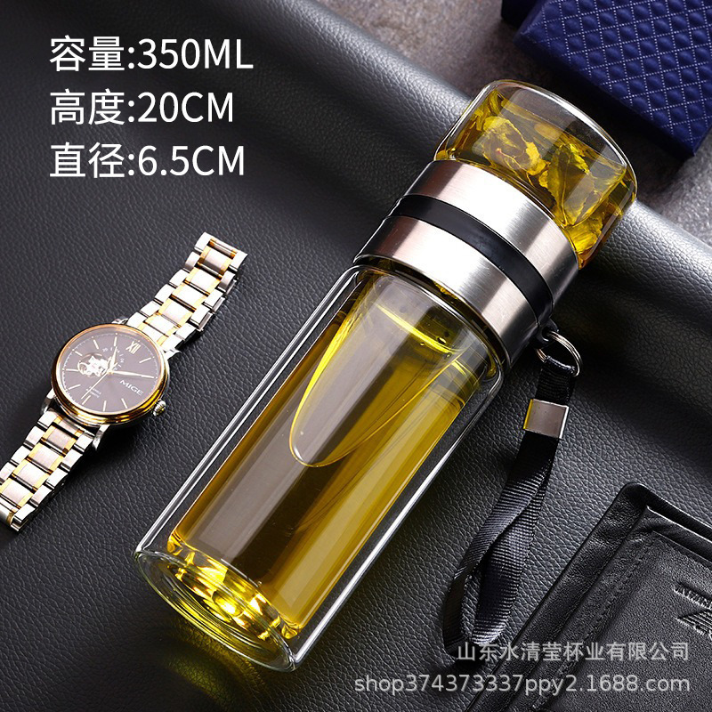 thickened explosion-proof double layer glass cup tea water separation cup high borosilicate glasses drinking cup promotion gift