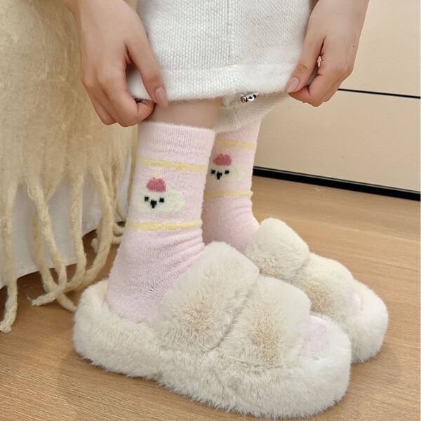 Cute demi-season keep warm velvet autumn socks