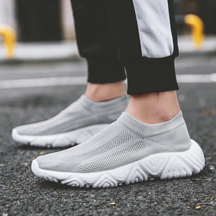 Socks Shoes Men's 2024 Autumn Men's All-match Casual Sports Trendy Shoes Flying Mesh Surface Breathable Lazy Slip-on Shoes