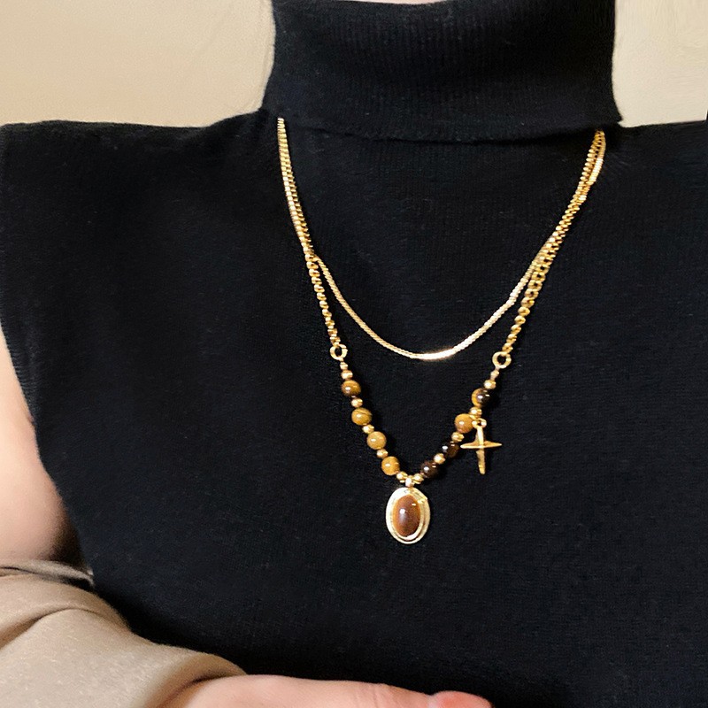 Colar de pérolas de luxo com fecho magnético para mulher_voghion.com