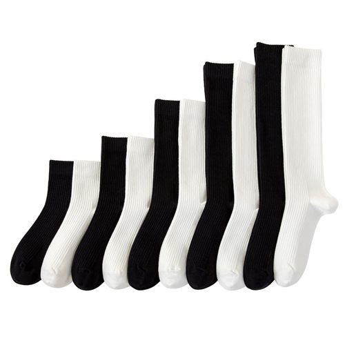 Delicate & Simple Autumn/Winter Compression Calf Socks for Women | Slimming Long-Style Black Solid Cotton Socks | Mid-Calf Micro-Compression Socks for Women