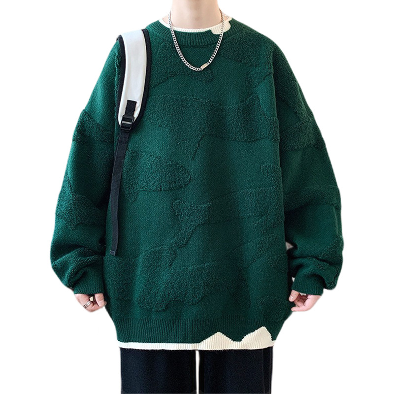 Explosiones transfronterizas de tamaño grande falso de dos piezas de camisetas de punto suéter toallas de hombre bordadas tridimensionales de otoño y invierno fábrica de chaqueta al por mayor
