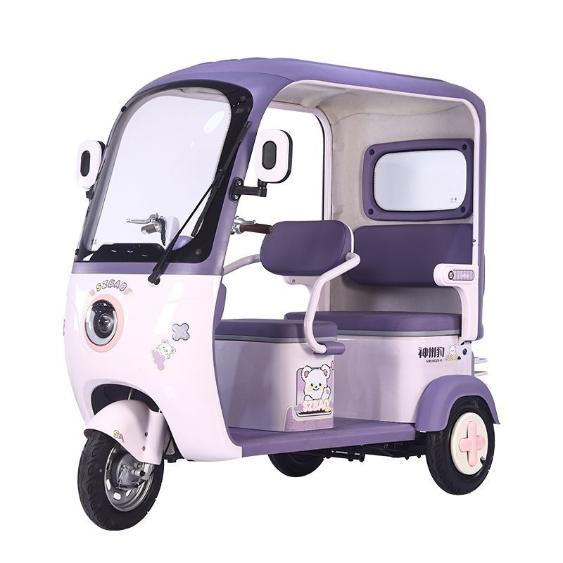 Triciclo Eléctrico Techado de Carga y Pasajeros, Doble Fila, para Adultos y Uso Doméstico image 5