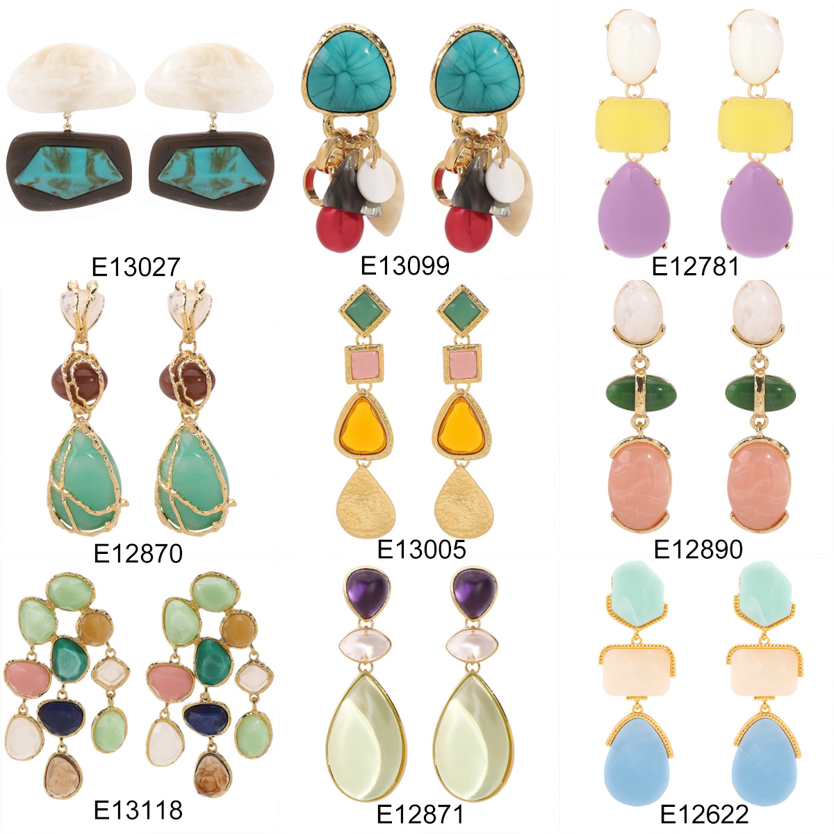 Daily Occasion Alloy, Resin Material 1 Pair IG Style Geometric Water Droplets Alloy Resin Drop Earrings