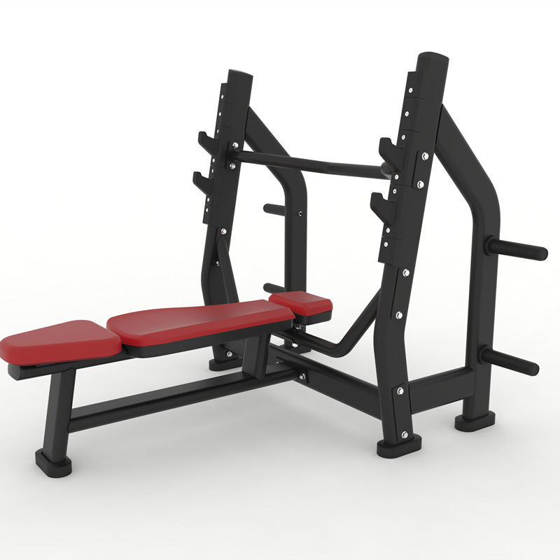silla de empuje horizontal comercial en el gimnasio, estante de entrenamiento de empuje de pecho inclinado, cama de levantamiento de pesas multifuncional, silla de ejercicios de empuje horizontal interior