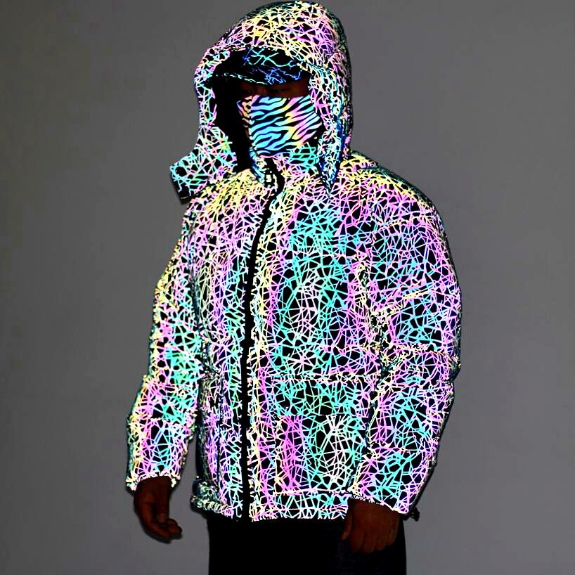 Amazon Arco Iris luminoso con capucha Abrigo acolchado de algodón más el tamaño de la chaqueta de algodón acolchado