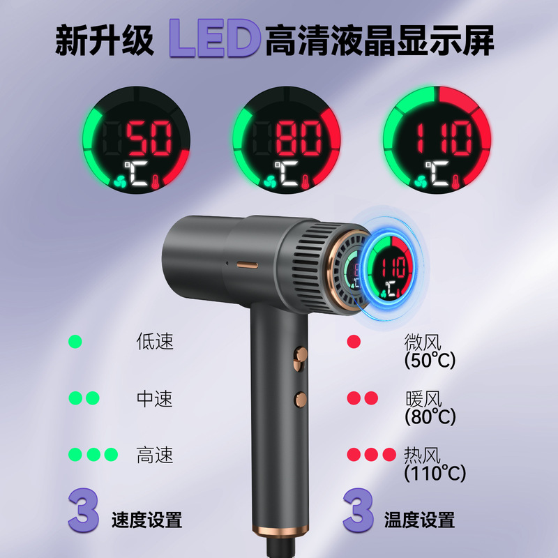 国境を越えた新しい高速ヘアドライヤー、ハイパワー画面表示ヘアドライヤー、卸売家庭用マイナスイオンヘアドライヤー、髪を傷めないヘアドライヤー|undefined