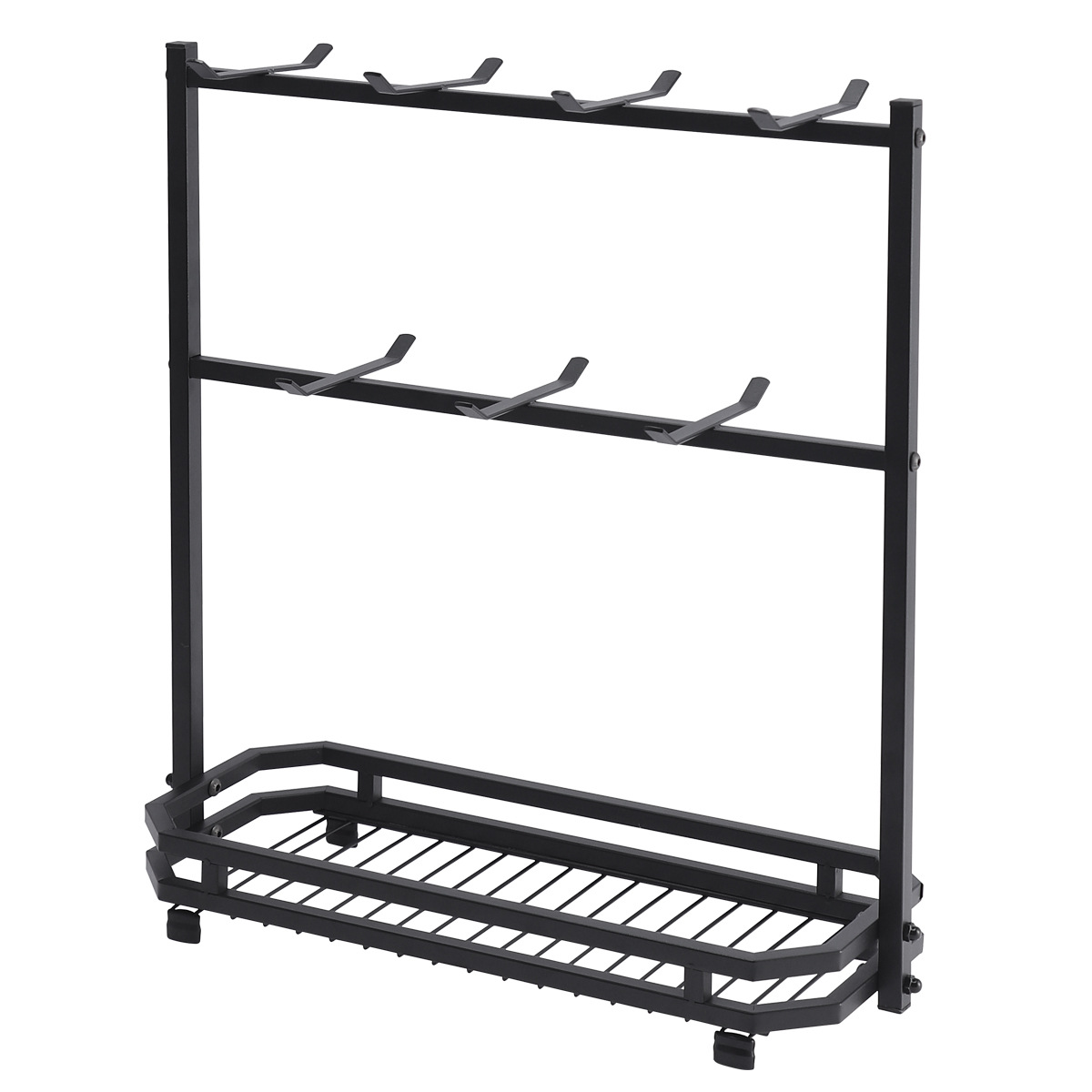 Soporte para tazas de café en stock, estante de hierro forjado sin taladro para tazas, estante de almacenamiento de tres niveles para tazas de té invertidas para cocina.